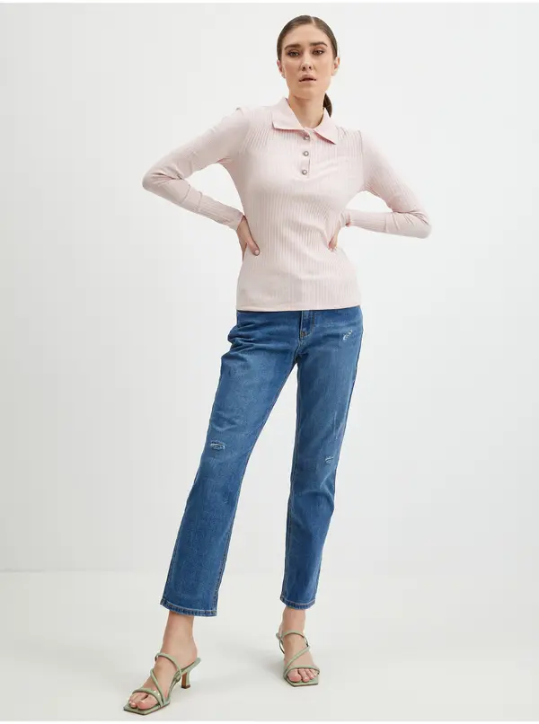 Orsay Orsay Apricot Women's Ribbed Polo T-Shirt - Women's