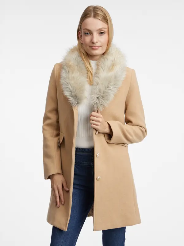 Orsay Orsay Beige Women's Coat with Wool - Women's