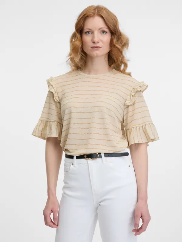 Orsay Orsay Beige Women's Striped T-Shirt - Women's