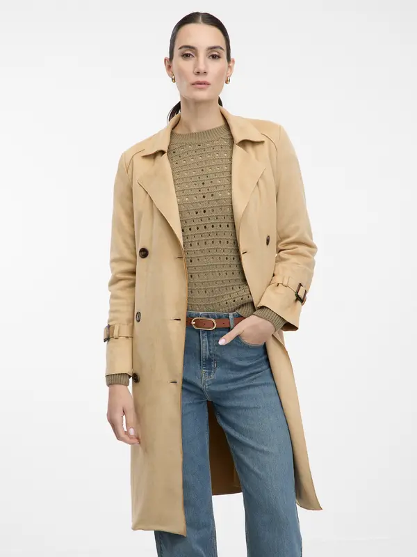 Orsay Orsay Beige Women's Suede Trench Coat - Women's