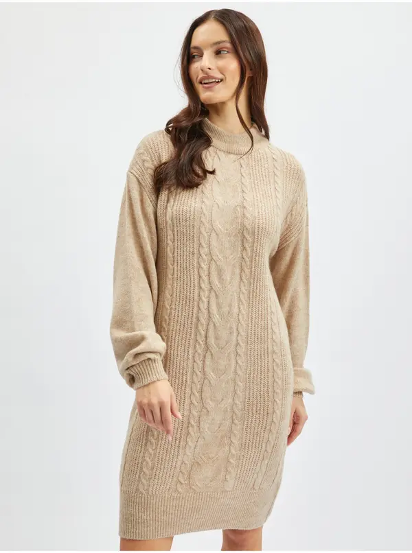 Orsay Orsay Beige Women's Sweater Dress - Ladies