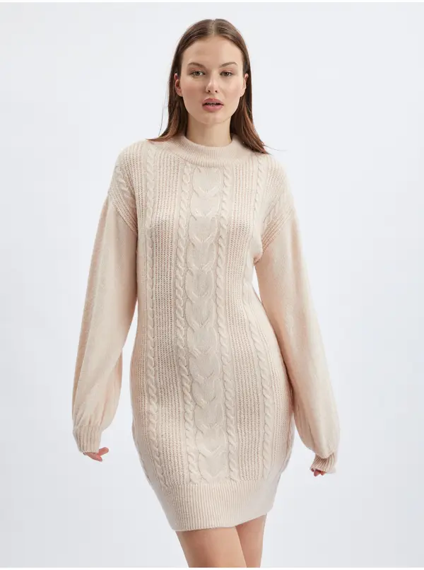 Orsay Orsay Beige Women's Sweater Dress - Ladies