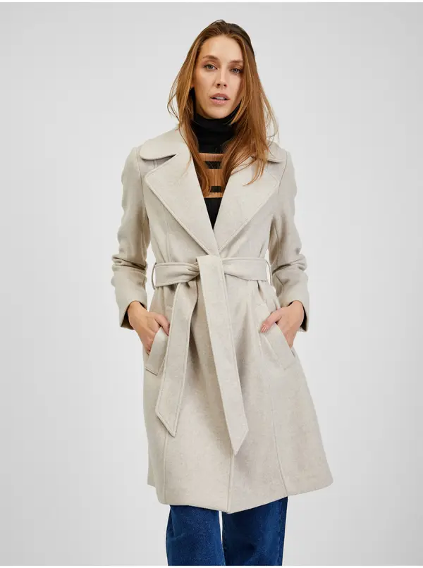 Orsay Orsay Beige Women's Winter Coat with Belt - Women's