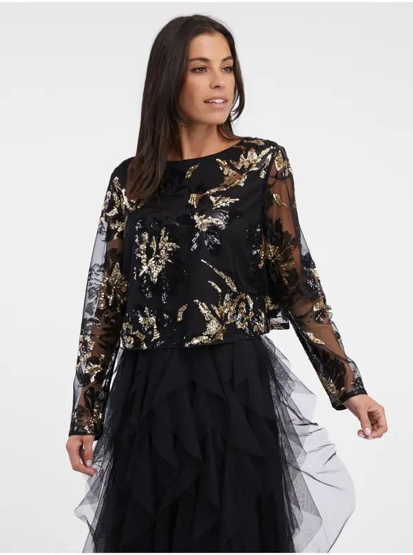 Orsay Orsay Black Women's Patterned Blouse with Sequins - Women's