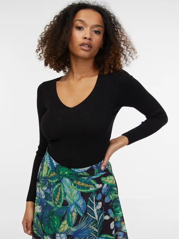 Orsay Orsay Black Women's Ribbed Sweater - Women's