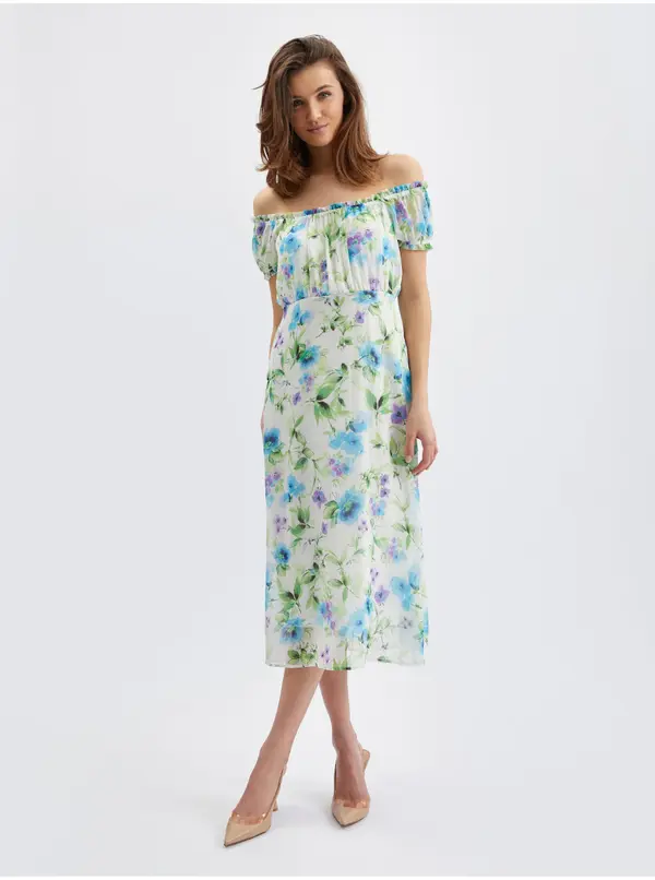 Orsay Orsay Blue-Cream Women's Floral Dress - Women's