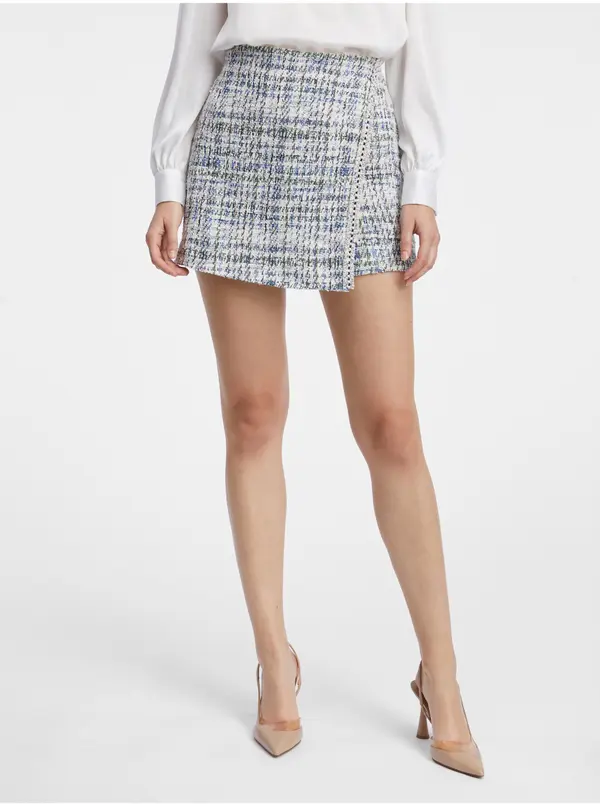 Orsay Orsay Blue-Cream Women's Tweed Skirt - Women's