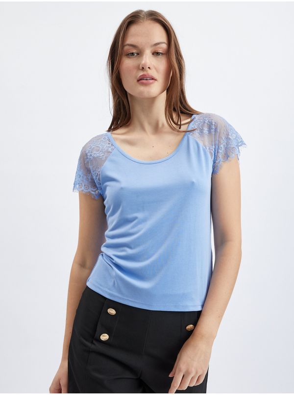 Orsay Orsay Blue Ladies T-shirt with lace - Women