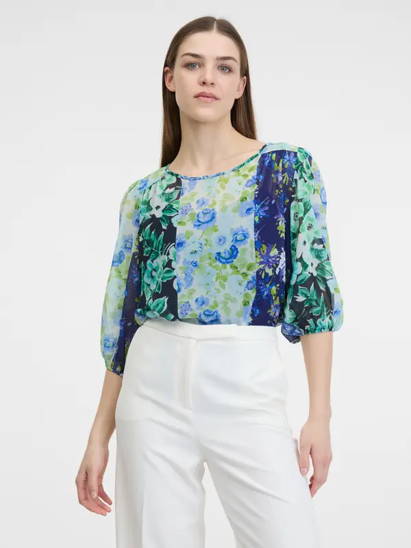 Orsay Orsay Blue Women's Floral Blouse - Women's