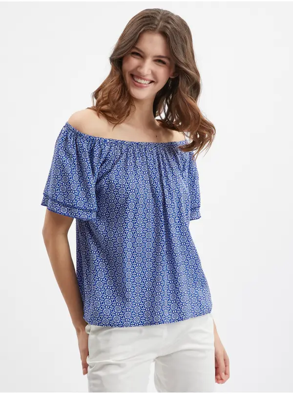 Orsay Orsay Blue Women's Patterned Blouse - Women's
