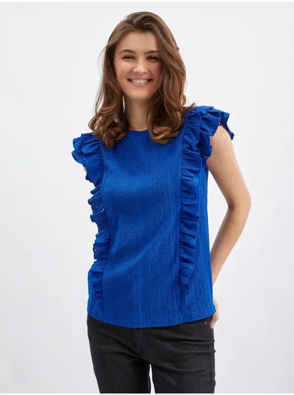 Orsay Orsay Blue Women's Ruffle T-Shirt - Women's
