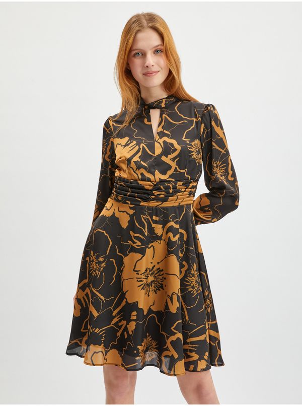 Orsay Orsay Brown-Black Women Floral Satin Dress - Women