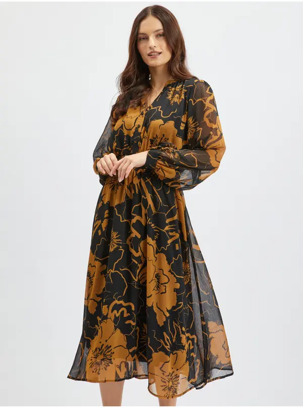 Orsay Orsay Brown-Black Women's Floral Midis Dress - Women's
