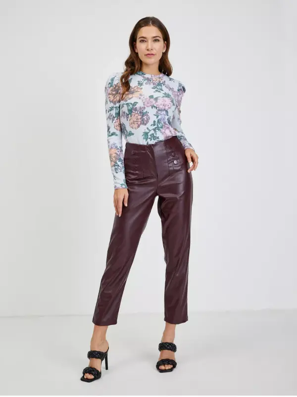 Orsay Orsay Burgundy Women's Leatherette Trousers - Ladies