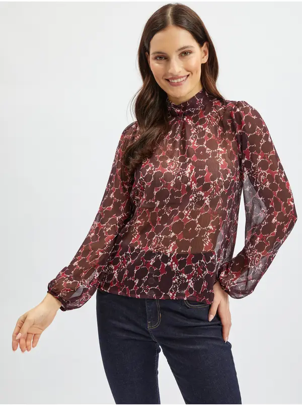 Orsay Orsay Burgundy Women's Patterned Blouse - Women's