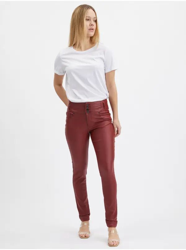 Orsay Orsay Burgundy Women's Skinny Fit Trousers - Ladies