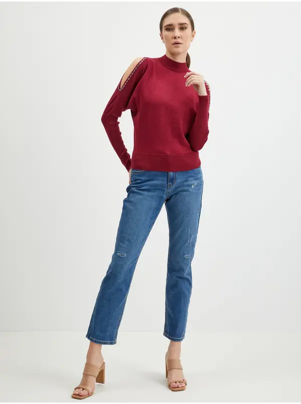 Orsay Orsay Burgundy Women's Sweater with Cutouts - Women's