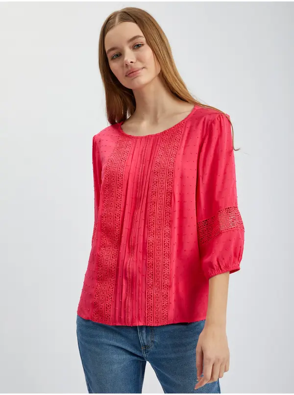 Orsay Orsay Dark Pink Women's Blouse with Lace - Women's