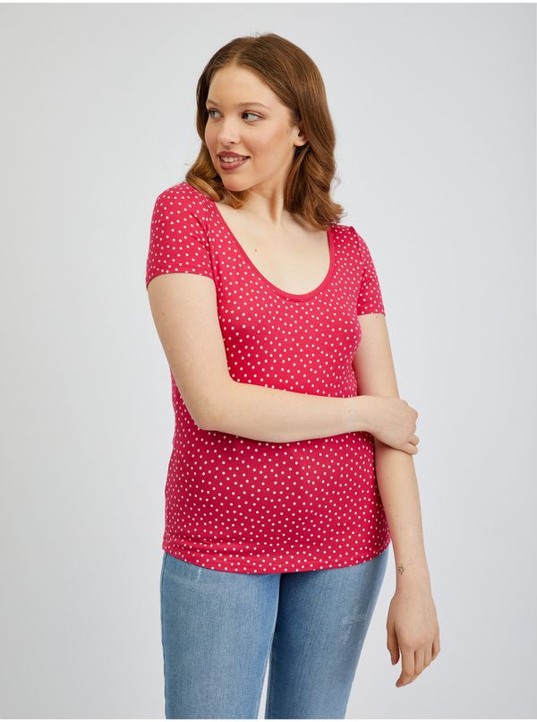 Orsay Orsay Dark pink Women's Polka Dot T-Shirt - Women