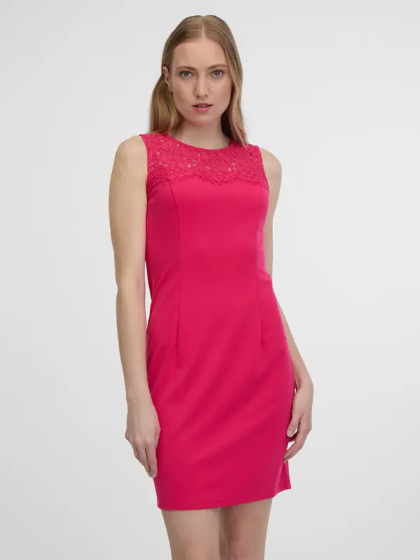Orsay Orsay Dark Pink Women's Sheath Dress with Lace - Women's