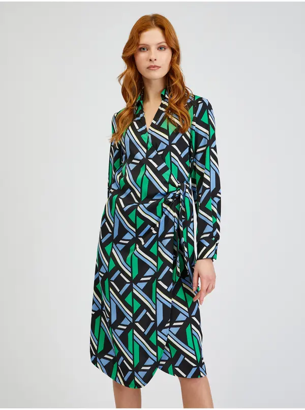 Orsay Orsay Green-Black Women's Patterned Wrap Dress - Women's