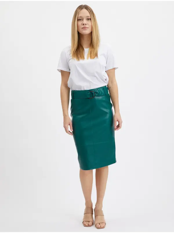 Orsay Orsay Green Women's Leatherette Sheathed Skirt - Women's