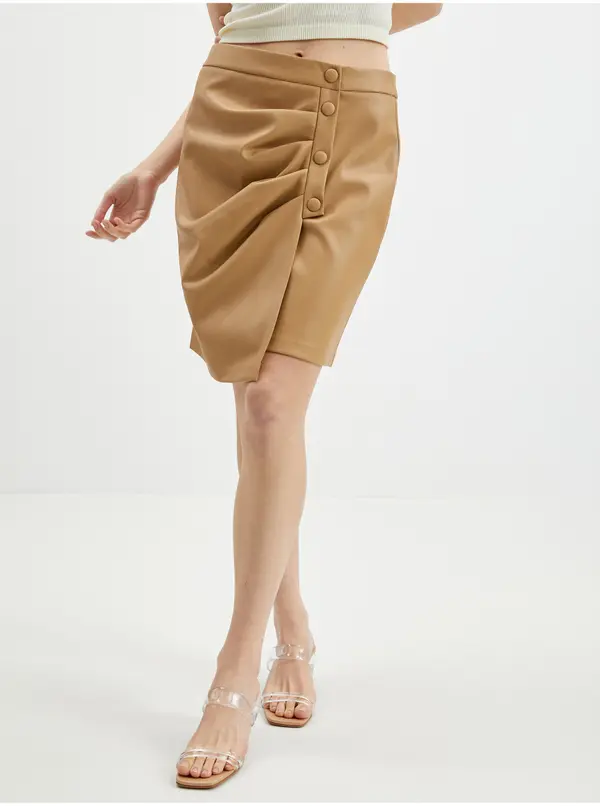 Orsay Orsay Light Brown Women's Leatherette Skirt - Women's