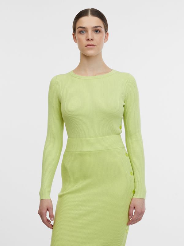 Orsay Orsay Light Green Ladies Ribbed Sweater - Women