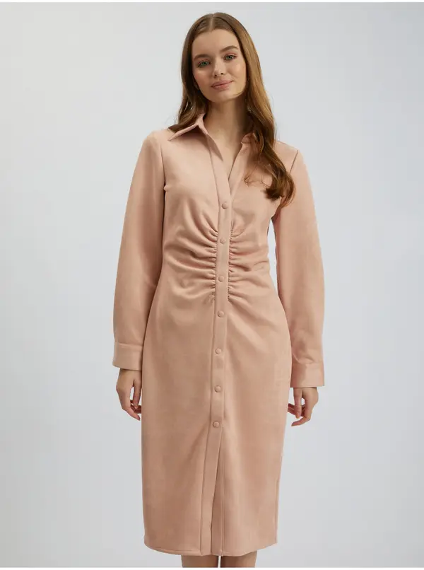 Orsay Orsay Light Pink Women's Suede Sheath Dress - Women's