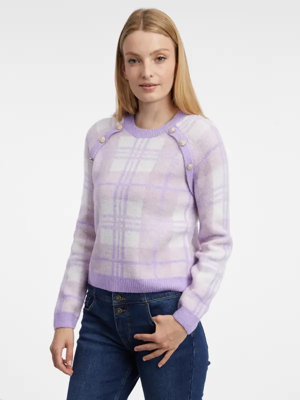 Orsay Orsay Light Purple Women's Plaid Sweater - Women's