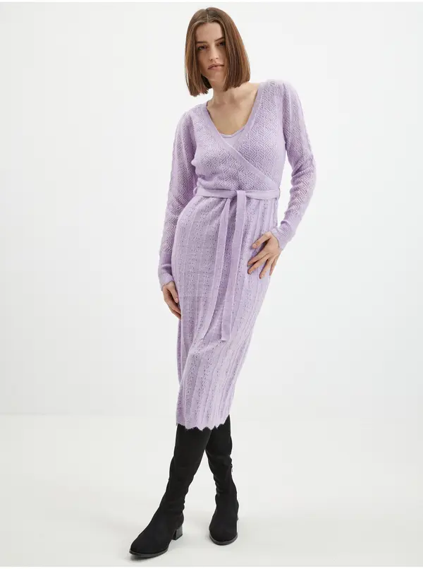 Orsay Orsay Light Purple Women's Wool Sweater Midis Dress - Women's