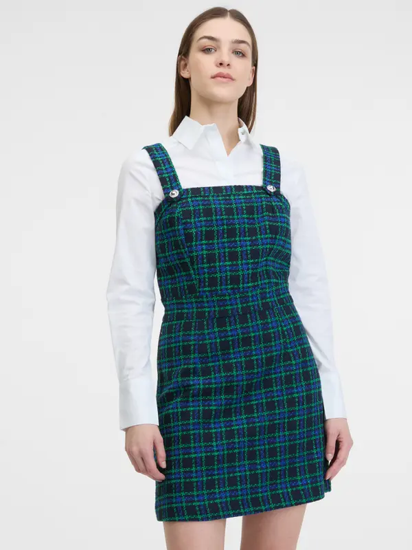 Orsay Orsay Navy Blue Ladies Plaid Dress - Ladies