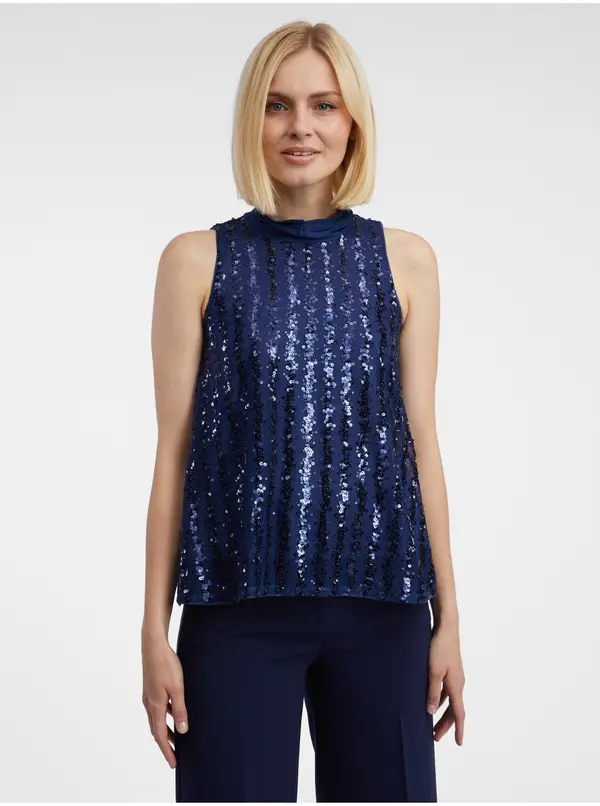 Orsay Orsay Navy Blue Women's Blouse with Sequins - Women's