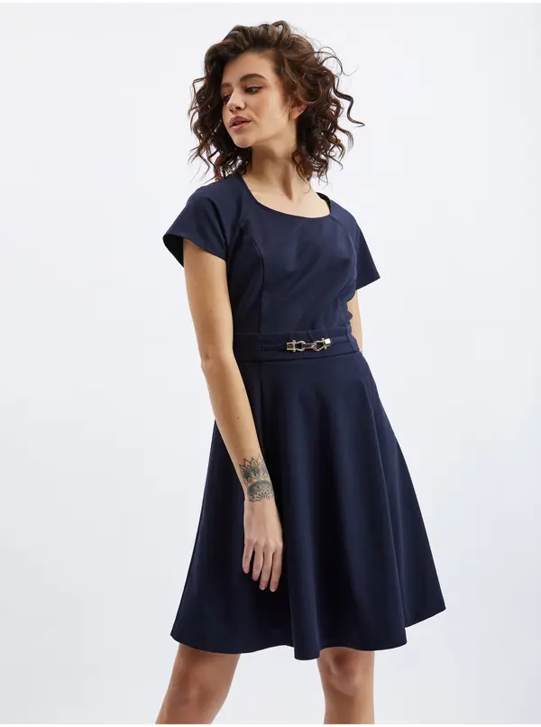 Orsay Orsay Navy Blue Women's Dress with Belt - Women's