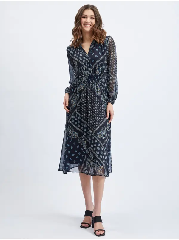 Orsay Orsay Navy Blue Women's Patterned Midis Dress - Women's