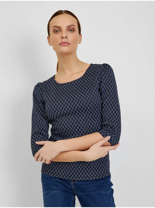 Orsay Orsay Navy Blue Women's Patterned T-Shirt - Women's