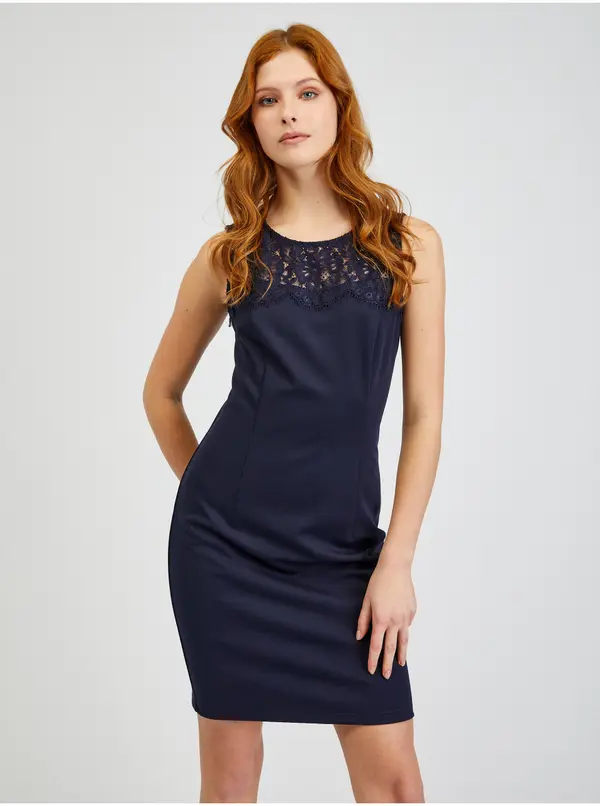 Orsay Orsay Navy Blue Women's Sheath Dress with Lace - Women's
