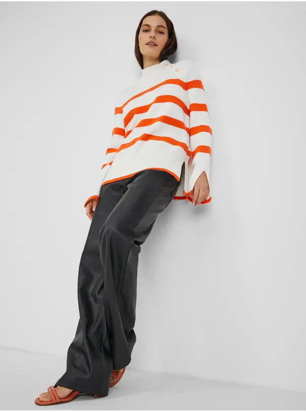 Orsay Orsay Orange & White Women's Striped Sweater - Women's