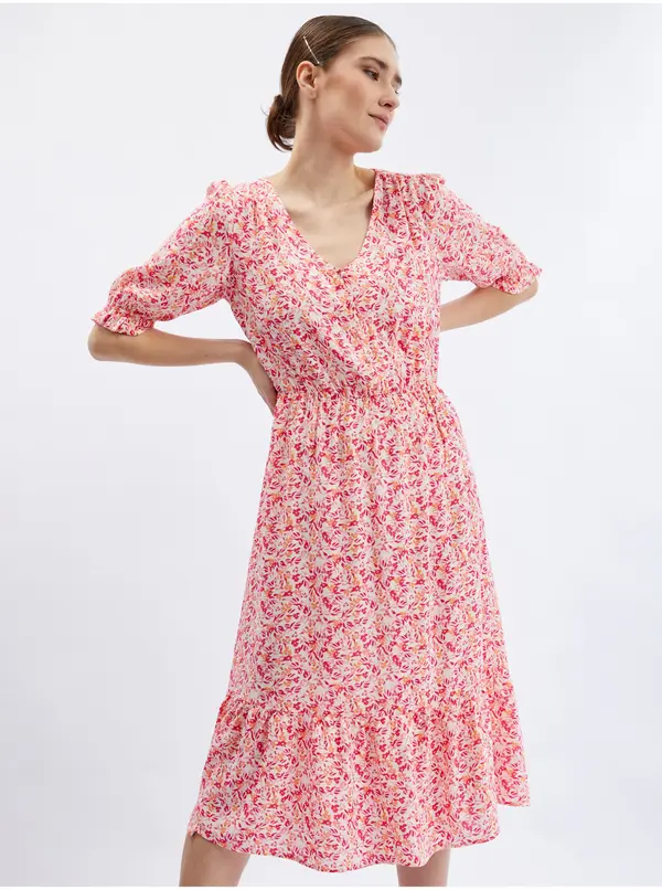 Orsay Orsay Orange-Pink Women's Floral Dress - Women's