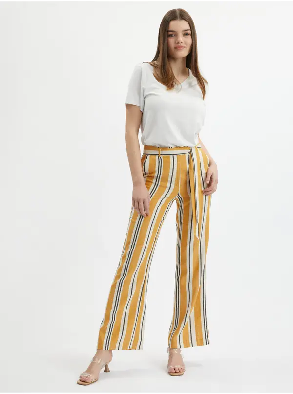 Orsay Orsay Orange Women's Striped Linen Trousers - Ladies