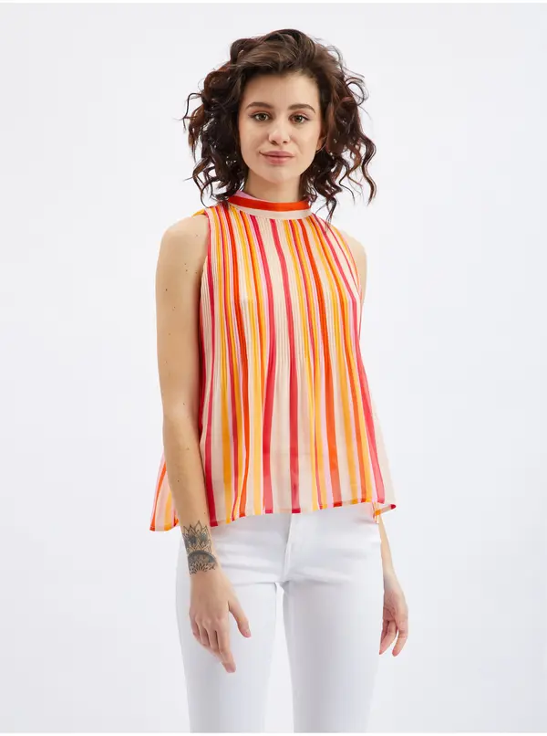 Orsay Orsay Pink & Orange Women's Striped Blouse - Women's