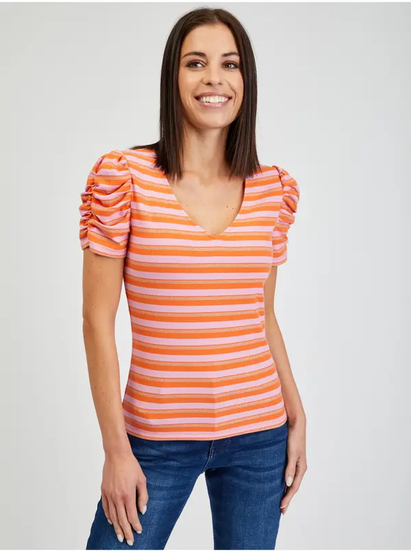 Orsay Orsay Pink & Orange Women's Striped T-Shirt - Women's