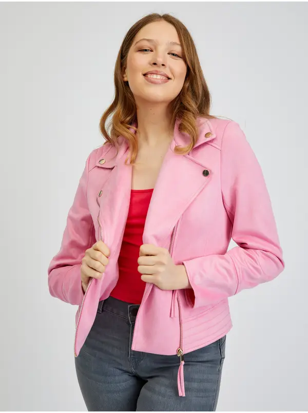 Orsay Orsay Pink Women's Leatherette Jacket in Suede - Women's