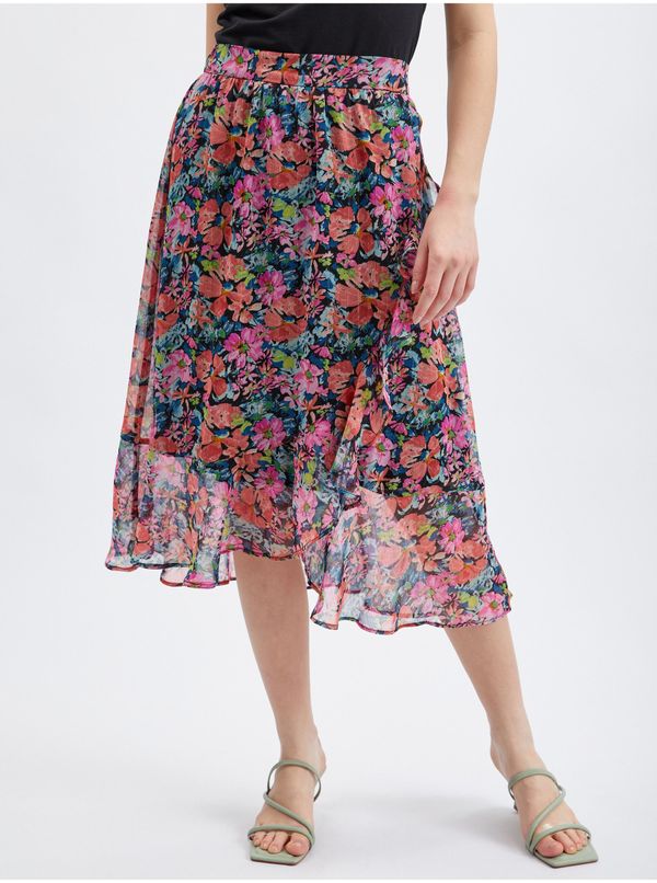 Orsay Orsay Red-Black Floral Skirt - Women
