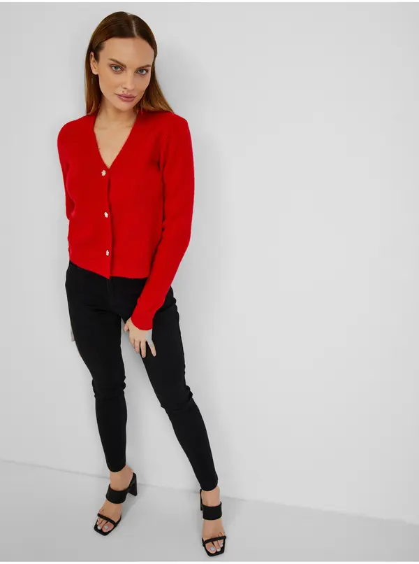 Orsay Orsay Red Women's Cardigan with Wool - Women's