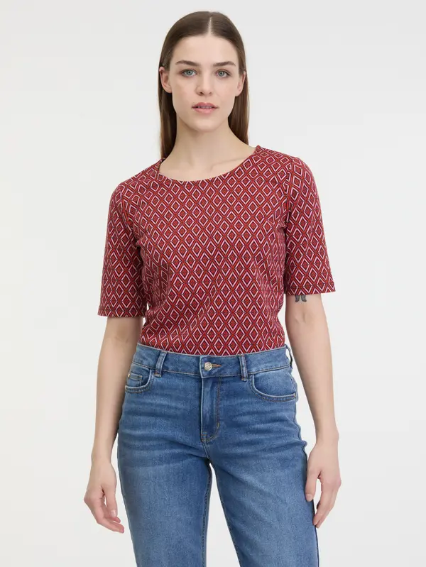 Orsay Orsay Red Women's Patterned T-Shirt - Women's