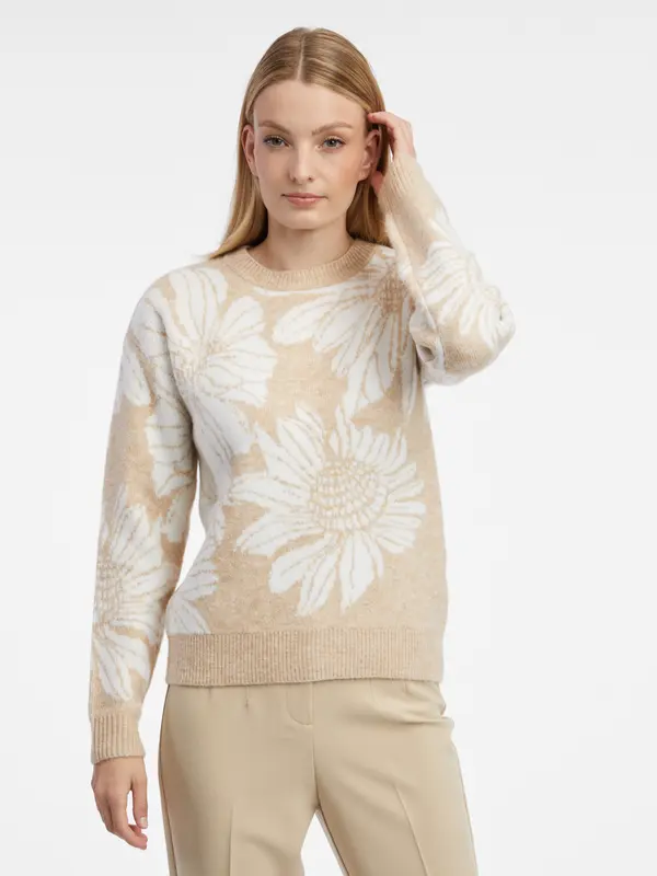 Orsay Orsay White-Beige Women's Floral Sweater - Women's