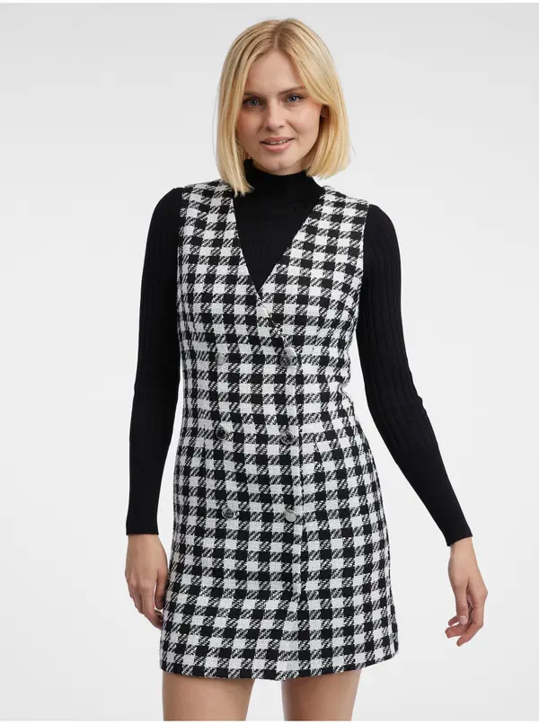 Orsay Orsay White-Black Women's Plaid Dress - Women's