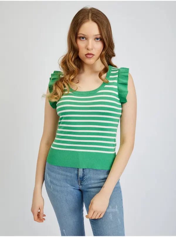 Orsay Orsay White-Green Women's Striped T-Shirt - Women's