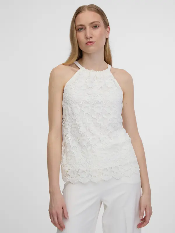 Orsay Orsay White Women's Lace Tank Top - Women's